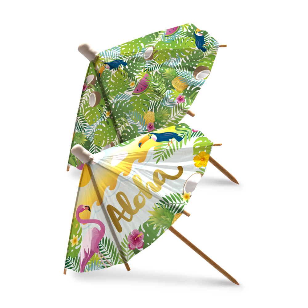 Hawaiian Aloha Paper Parasol Picks XL 18cm - 6pcs