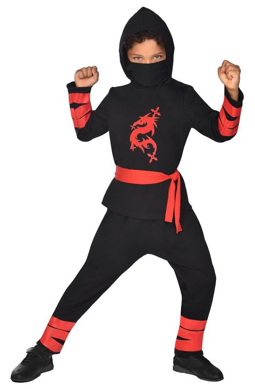 Black & Red Ninja Warrior Costume – Age 4 to 6 Years