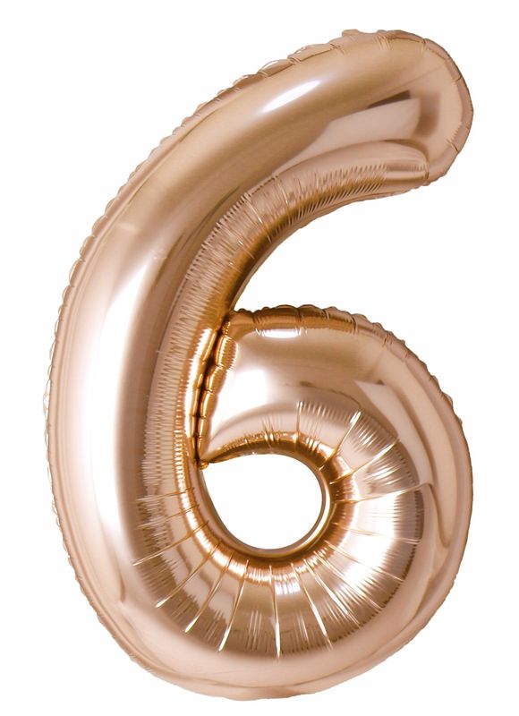 40 Inch Foil Balloon Number 6 - Champagne Gold