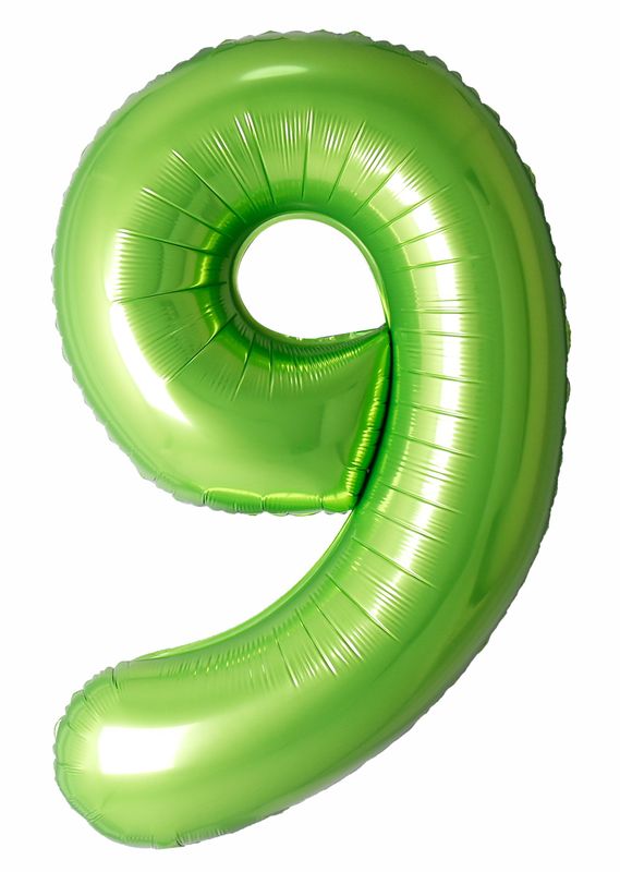 40 Inch Foil Balloon Number 9 - Lime Green
