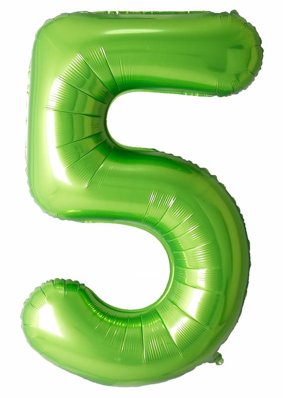 40 Inch Foil Balloon Number 5 - Lime Green