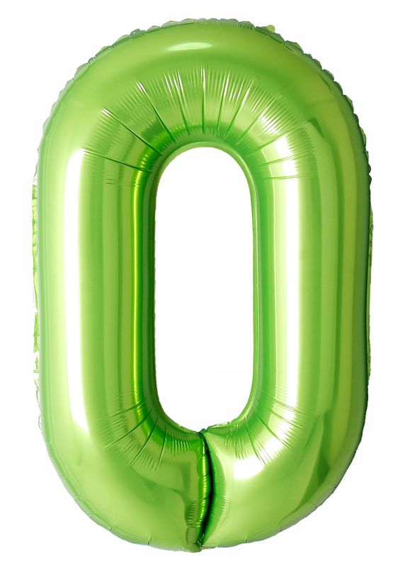 [34NLG0] 40 Inch Foil Balloon Number 0 - Lime Green