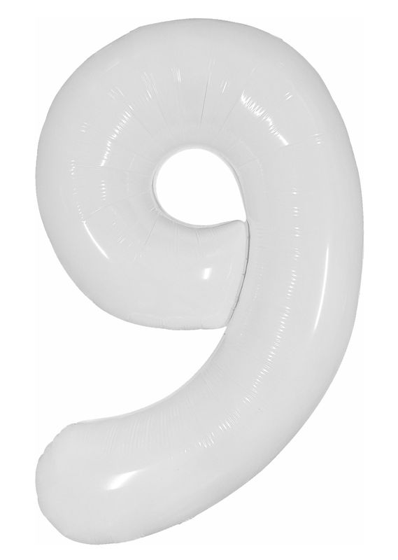 40 Inch Foil Balloon Number 9 - White