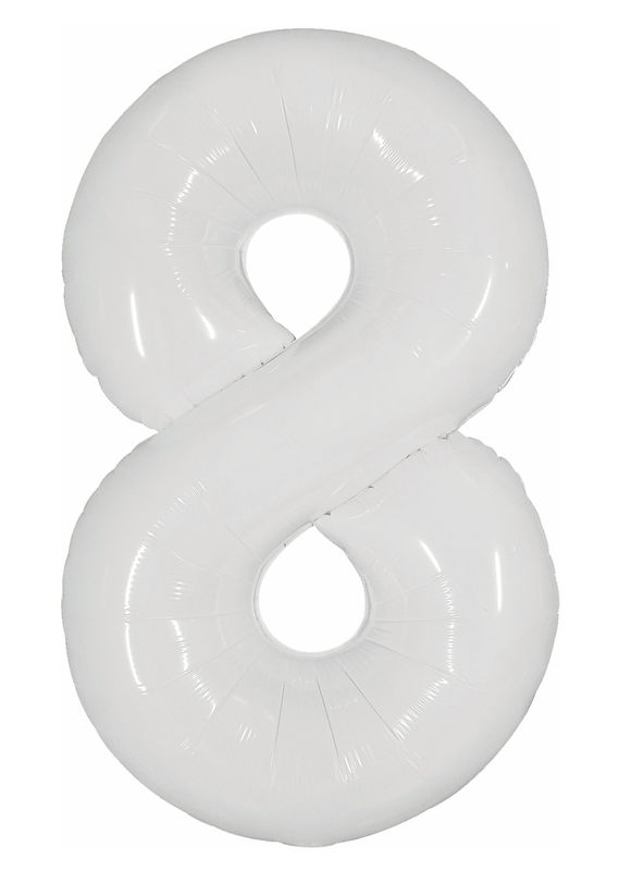 40 Inch Foil Balloon Number 8 - White
