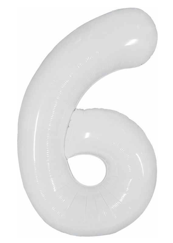 [34NWH6] 40 Inch Foil Balloon Number 6 - White