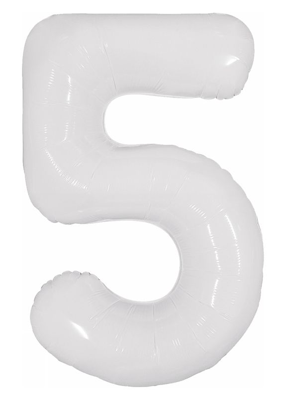 40 Inch Foil Balloon Number 5 - White