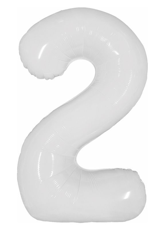 [34NWH2] 40 Inch Foil Balloon Number 2 - White