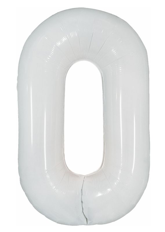 [34NWH0] 40 Inch Foil Balloon Number 0 - White