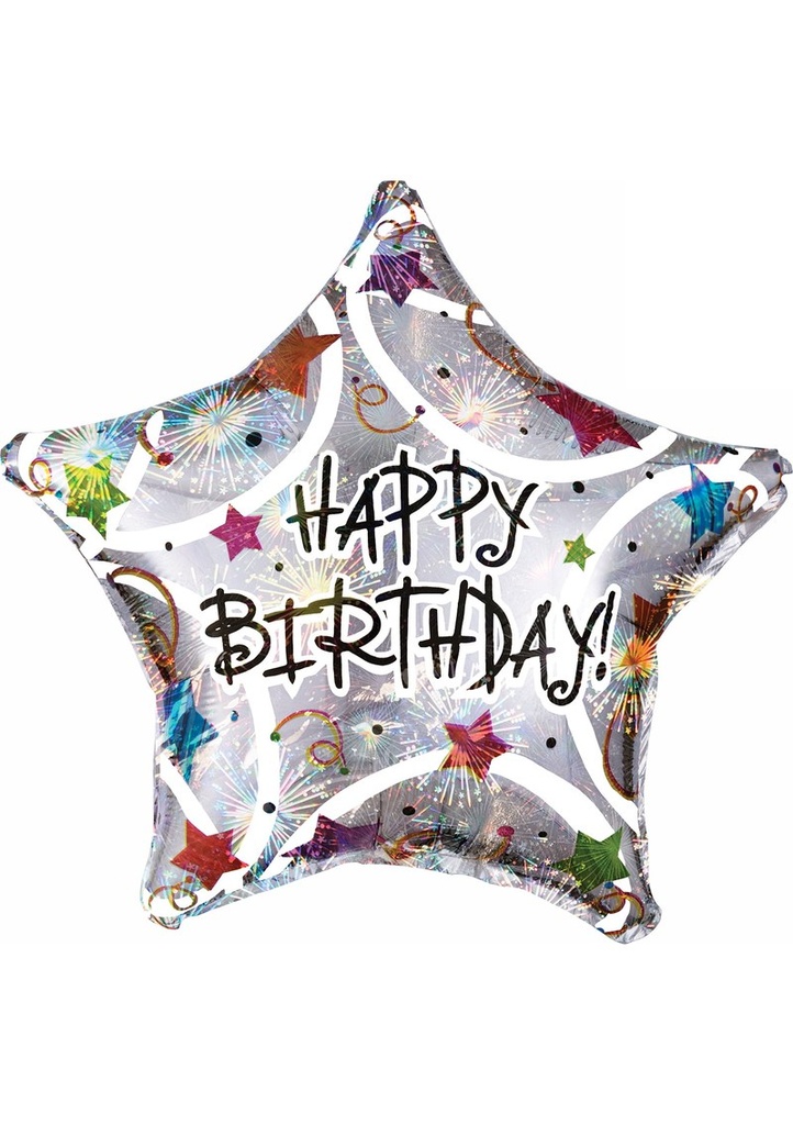 Happy Birthday Stars Standard Star Foil Balloon 17" (42cm)