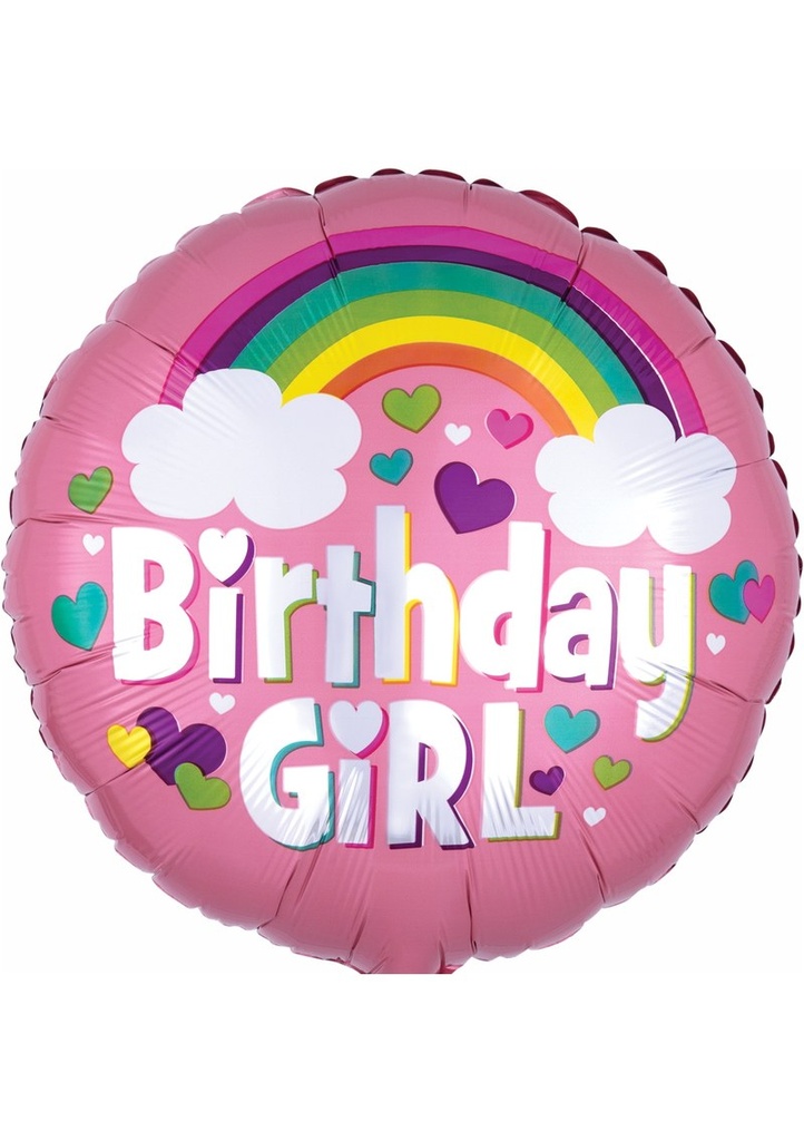 [3557101] Birthday Girl Rainbow Fun Standard Circle Foil Balloon 17" (42cm)