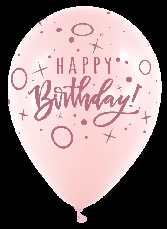 Happy Birthday Dots & Sparkles Rose Pink 11 Inch Latex Balloons - 6pk