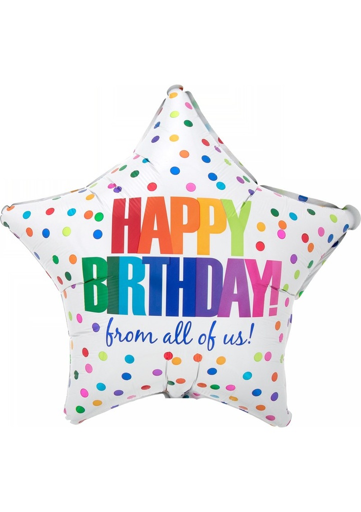 [4131301] Birthday From All Of Us Standard Star Foil Balloon 17" (42cm)