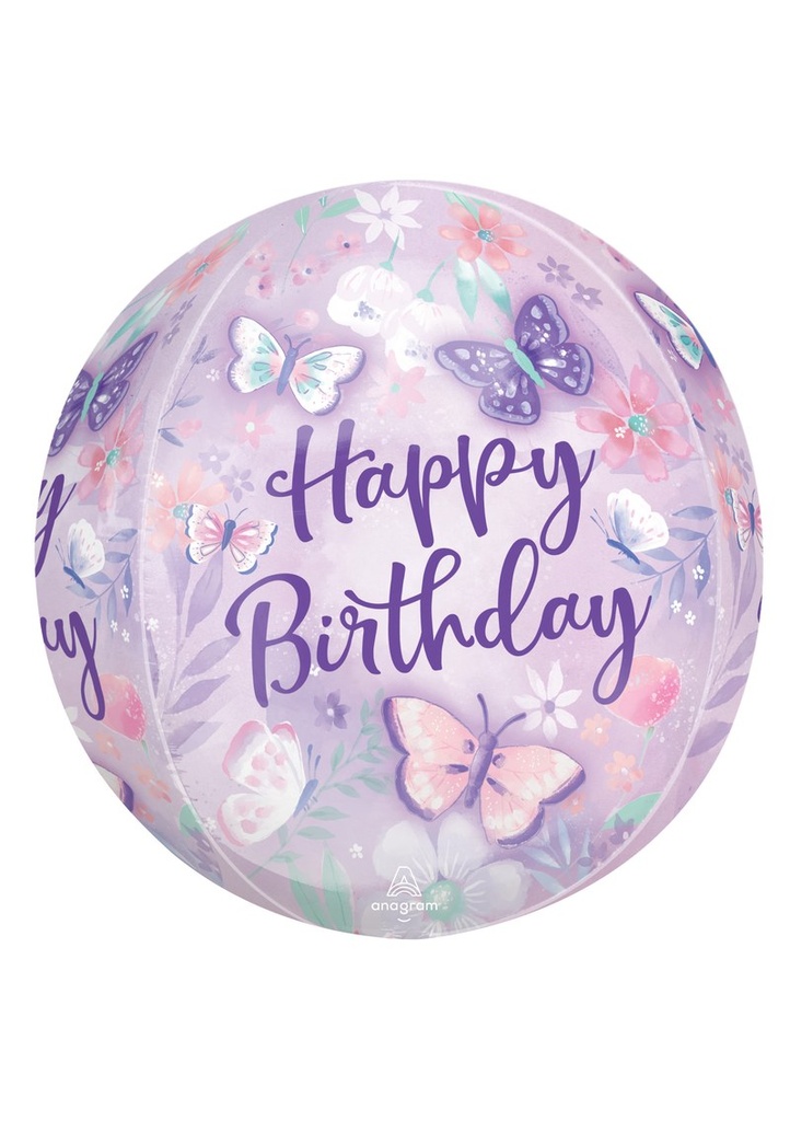 Flutters Happy Birthday Orbz Foil Balloon - 38 x 40cm