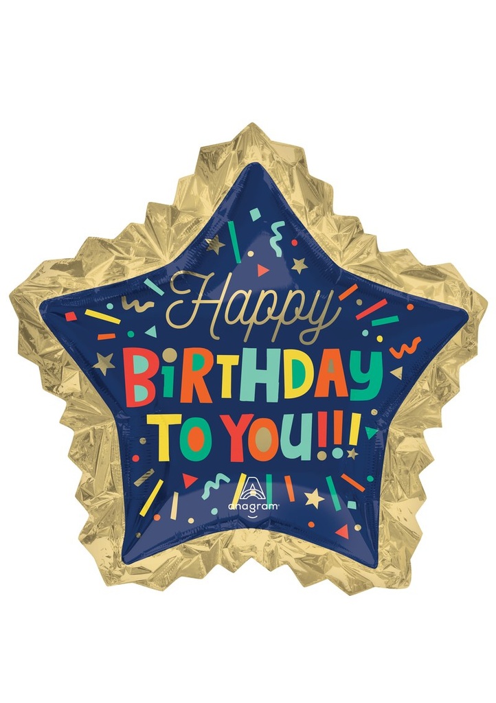 [4696301] Bright Birthday Blocks SuperShape Foil Balloon - 86 x 81cm