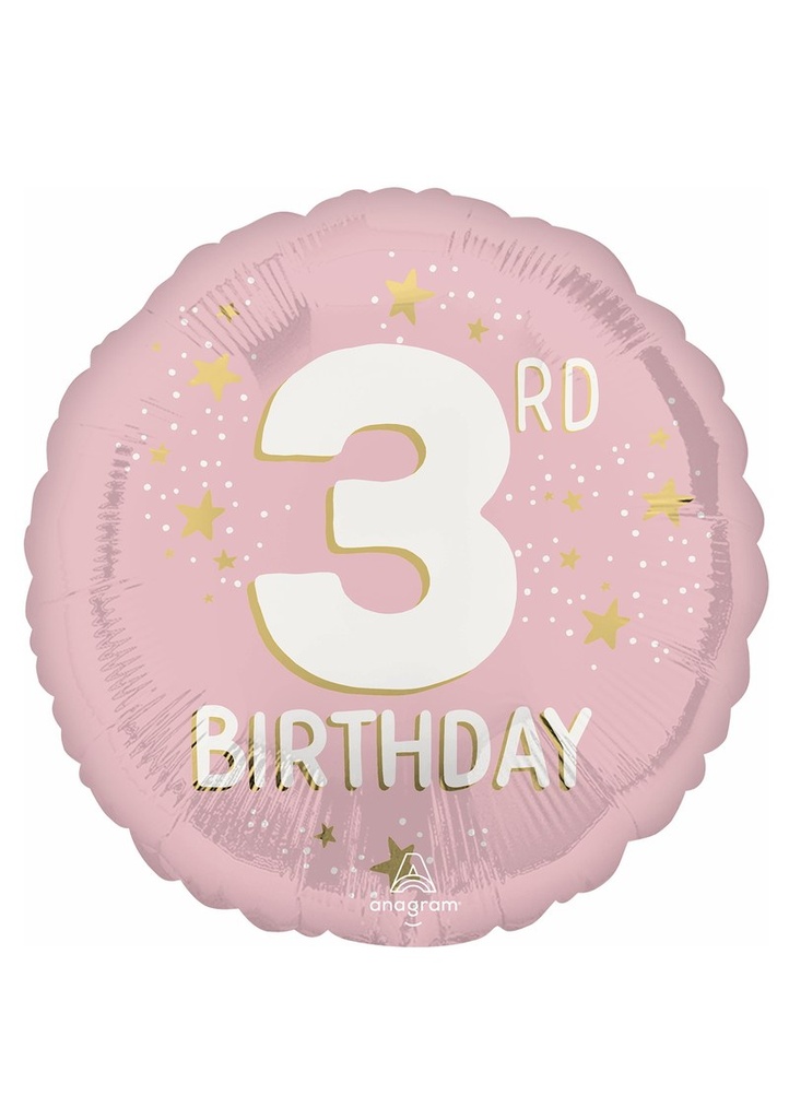 [4938001] Little Miss 3 Standard Circle Foil Balloon 17" (42cm)