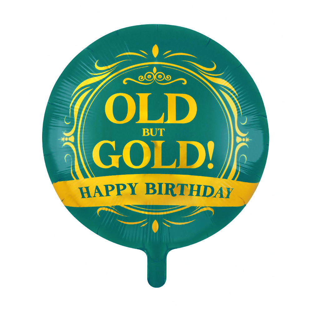 [6025] Foil Balloon 18 Inch Round - Old But Gold Happy Birthday