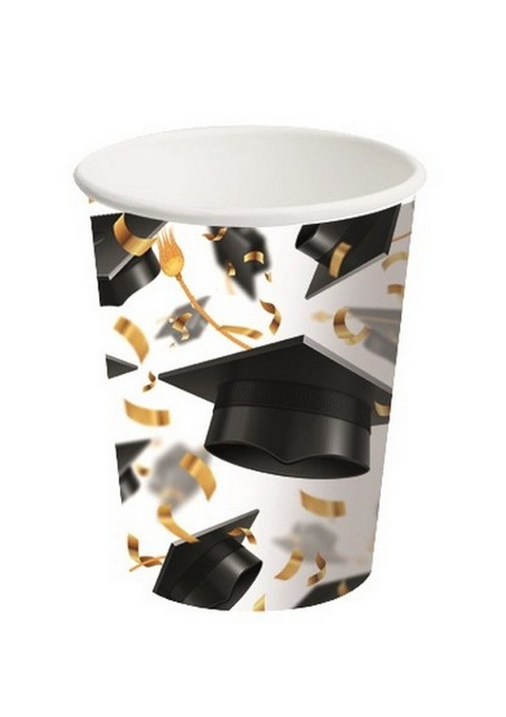 Graduation Hats Paper Cups 250ml - 8pcs