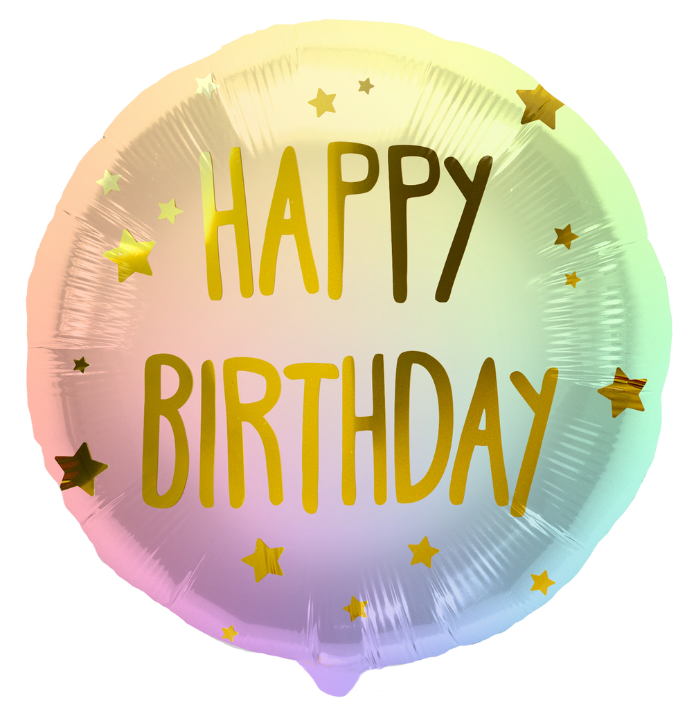 [62988] Foil Balloon 'Happy Birthday' Ombre & Stars - 45cm