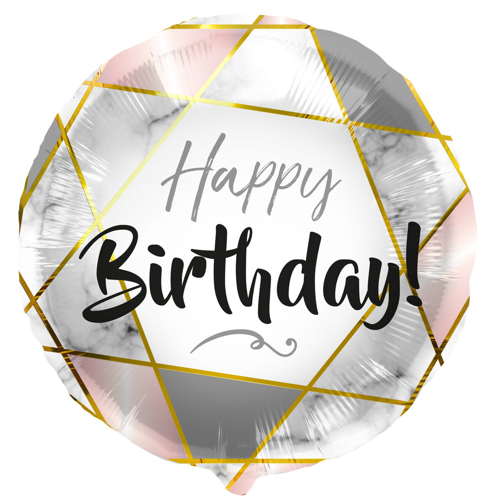 Foil Balloon 'Happy Birthday' Marble - 45cm