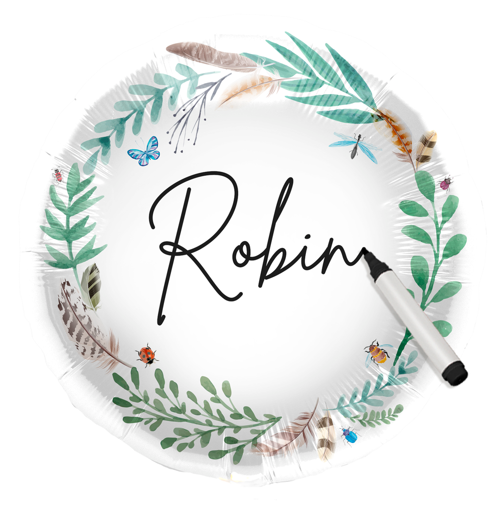 Foil Balloon Nature White Personalised - 45cm