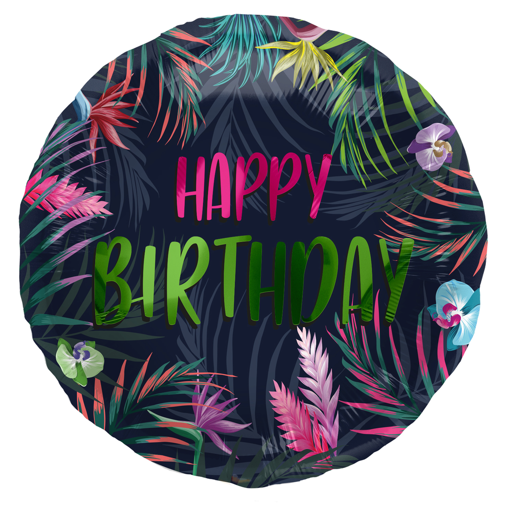 Foil Balloon Birthday Neon Tropical - 45cm