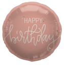 Foil Balloon - Happy Birthday - Creme Rose - 45cm