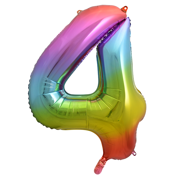 34 Inch GE Foil Balloon Number 4 - Rainbow