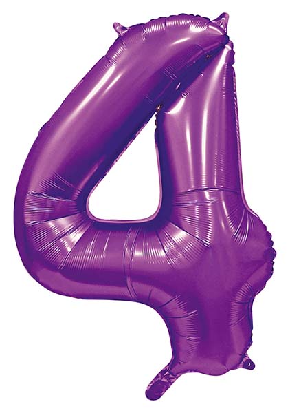 34 Inch GE Foil Balloon Number 4 - Satin Purple