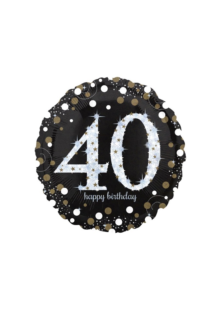 [9916502] Holographic Sparkling Birthday Foil Balloon 43cm - No 40