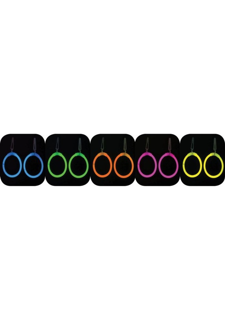 [000121] Round Glow Earrings with Clips - 1 pair of 4" (Assorted Colours)