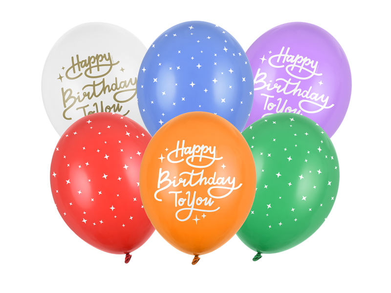 Balloons 30cm Happy Birthday To You Mix - 6pk