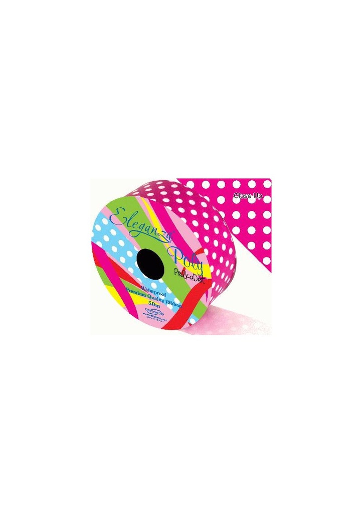 Pull Bow Fuchsia With White Polka Dots - 50mm