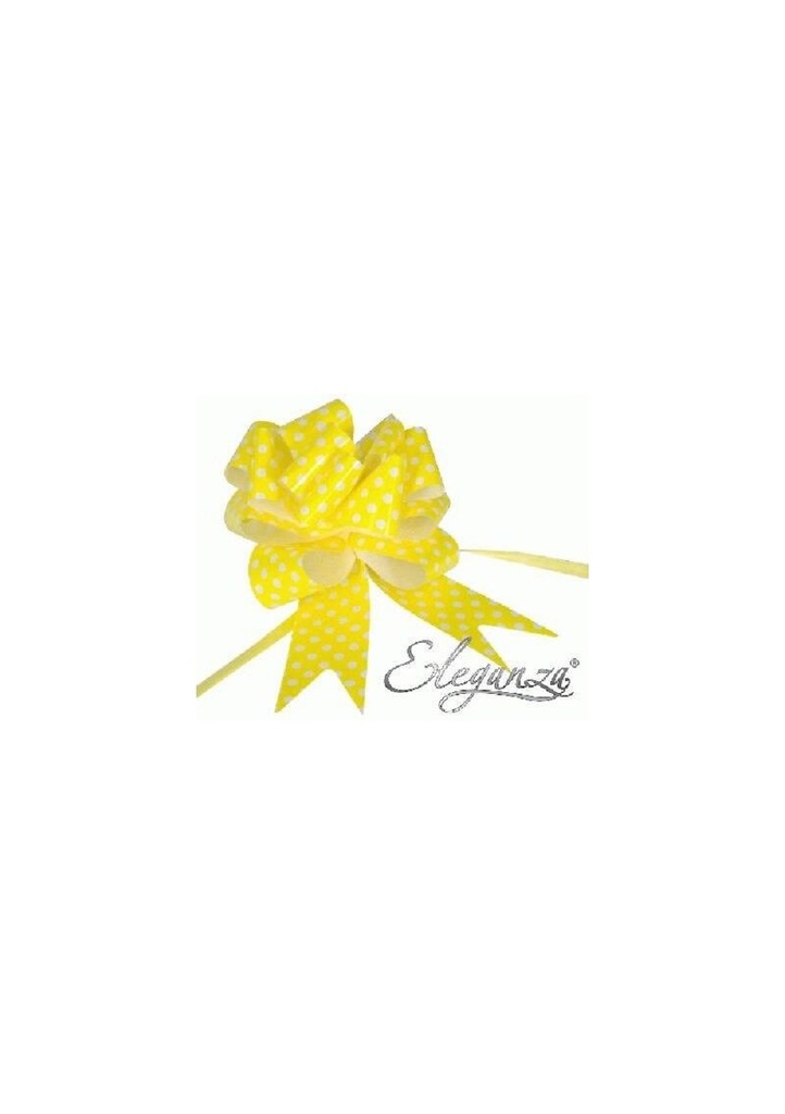 Pull Bow Yellow With White Polka Dots - 50mm