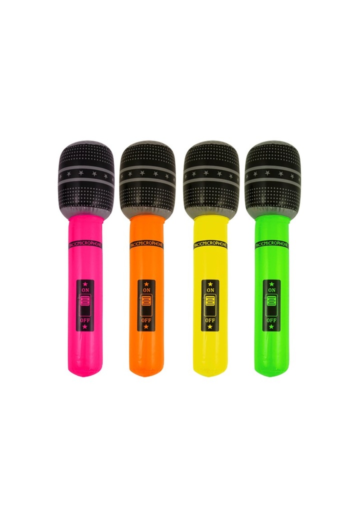 Inflatable Microphone (Assorted Neon Colours) 40cm - 1pc