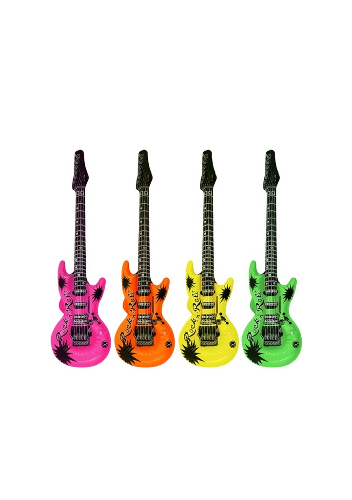 Inflatable Guitar (Assorted Neon Colours) 106cm - 1pc