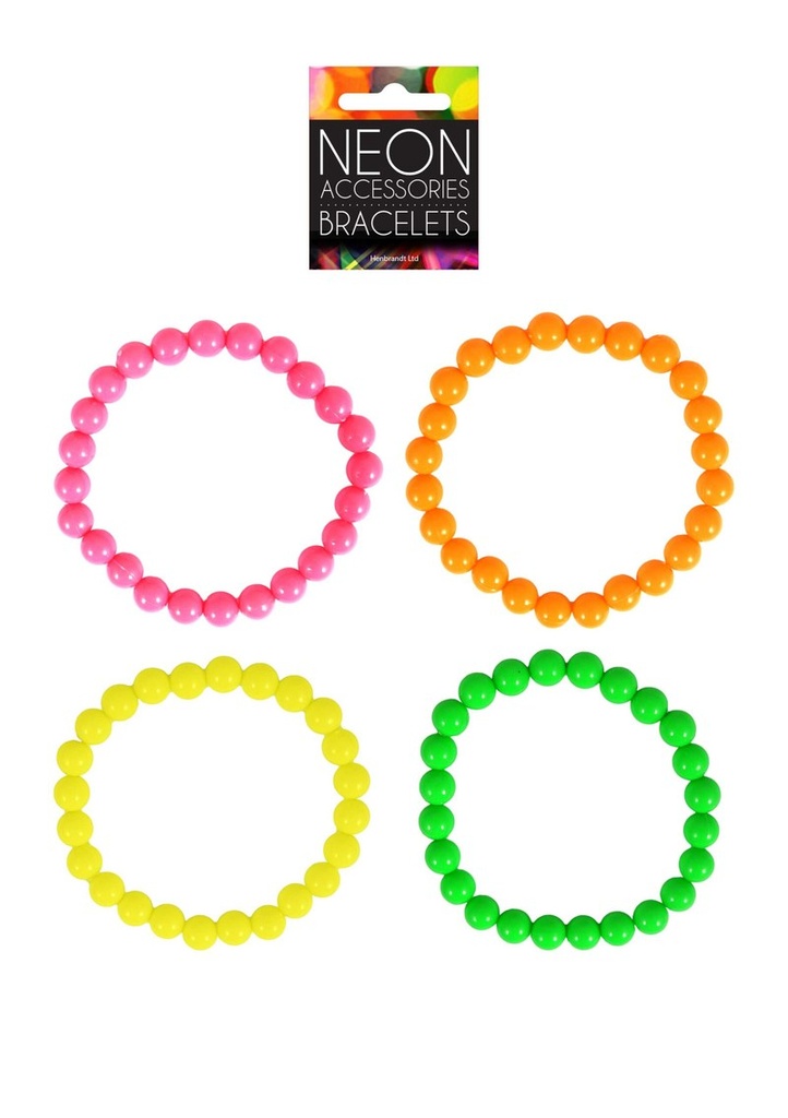 [U09966] Neon Bracelets (20cm) Assorted Colours - 4pk