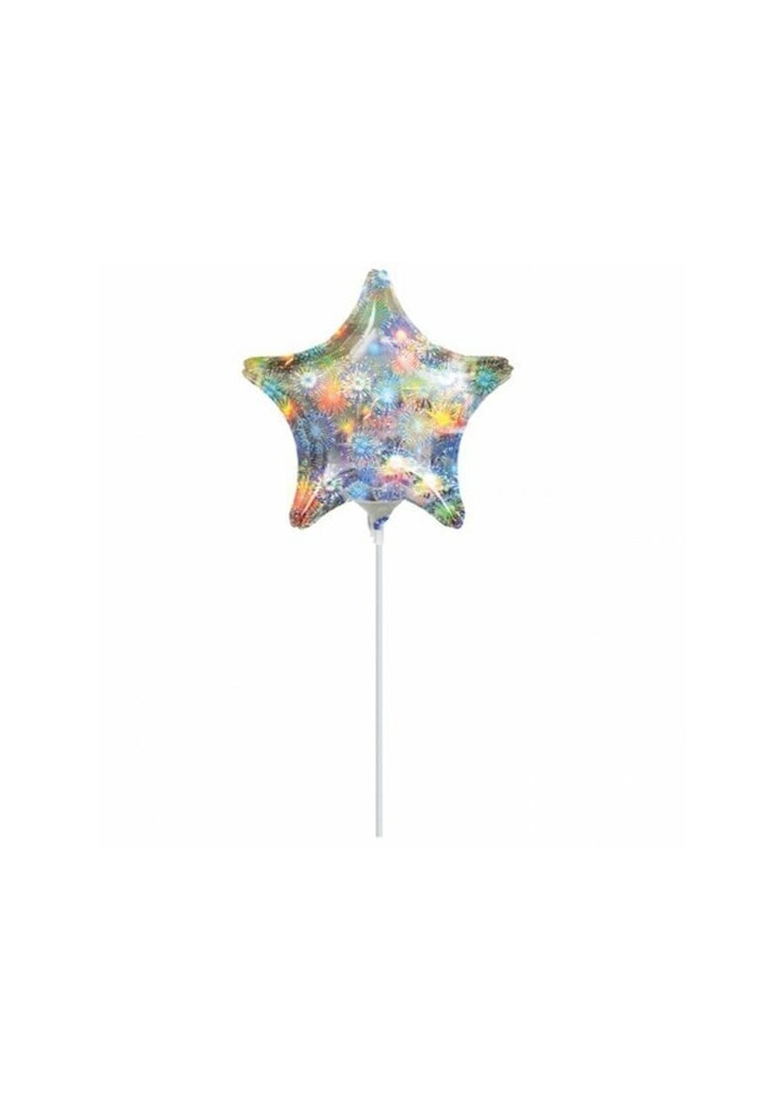 Holographic Fireworks Star Foil Balloon 9" (23cm)