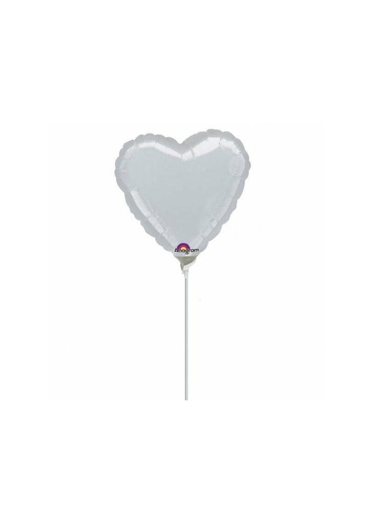 Metallic Silver Heart Foil Balloon 9" (23cm)