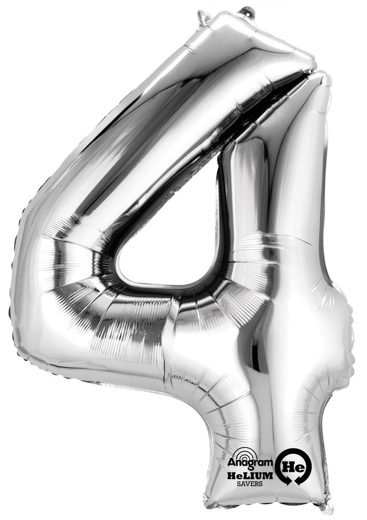 Silver Number " 4 " Foil Balloon 34''