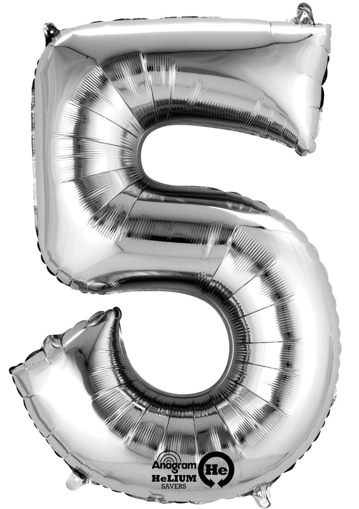 Silver Number " 5 " Foil Balloon 34''