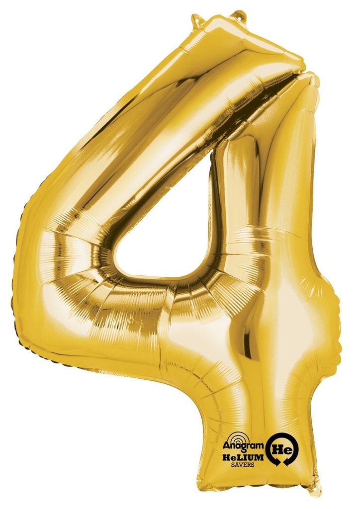Gold Number " 4 " Foil Balloon 34''