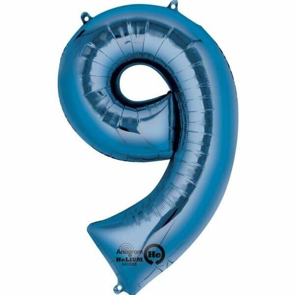 Blue Number " 9 " Foil Balloon 34''