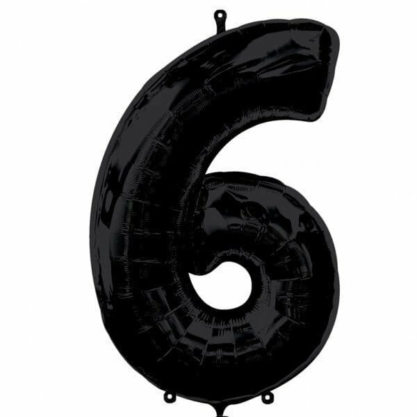 Black Number " 6 " Foil Balloon 34''