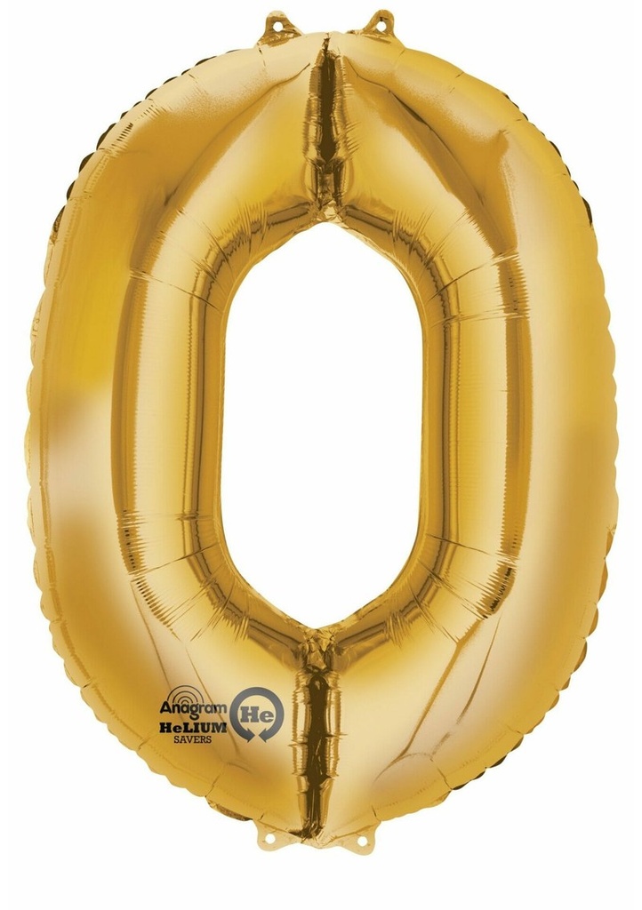 Gold Number " 0 " Foil Balloon 16''