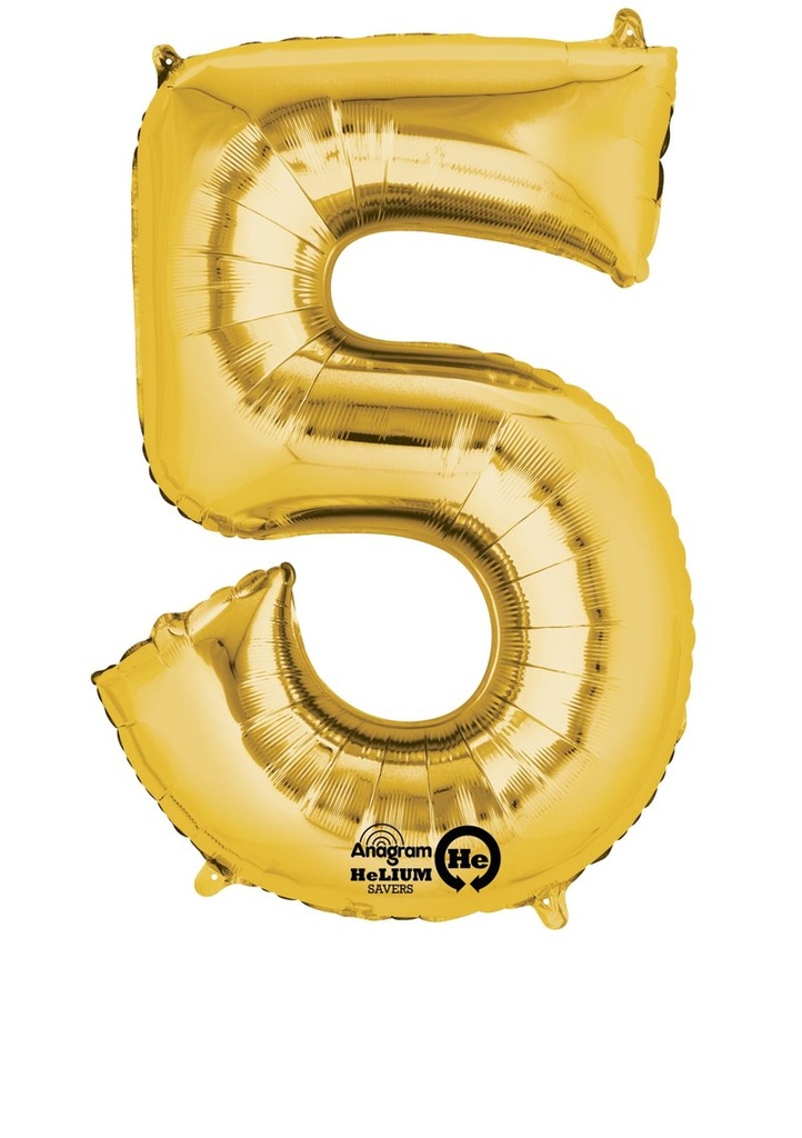 Gold Number " 5 " Foil Balloon 16''