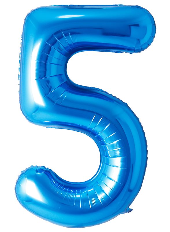[34NBL5] 34 Inch Foil Balloon Number 5 - Blue
