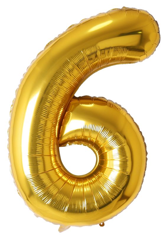 34 Inch Foil Balloon Number 6 - Gold