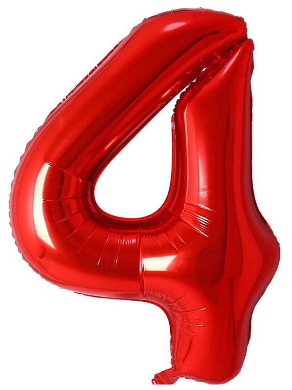 [34NRD4] 34 Inch Foil Balloon Number 4 - Red