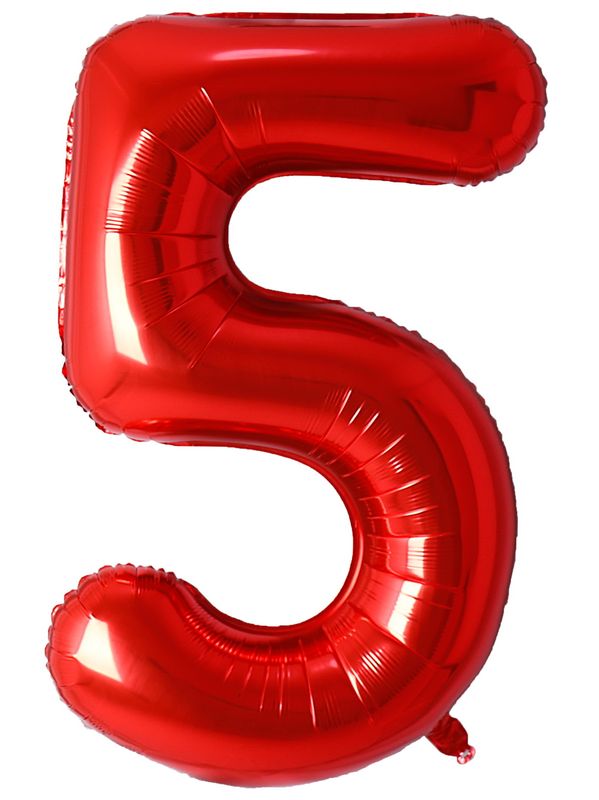 34 Inch Foil Balloon Number 5 - Red