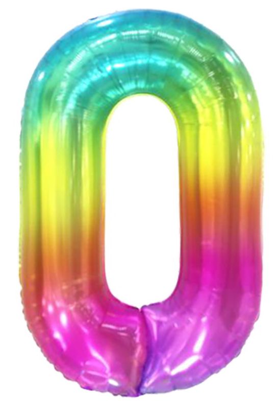 34 Inch Foil Balloon Number 0 - Gradient